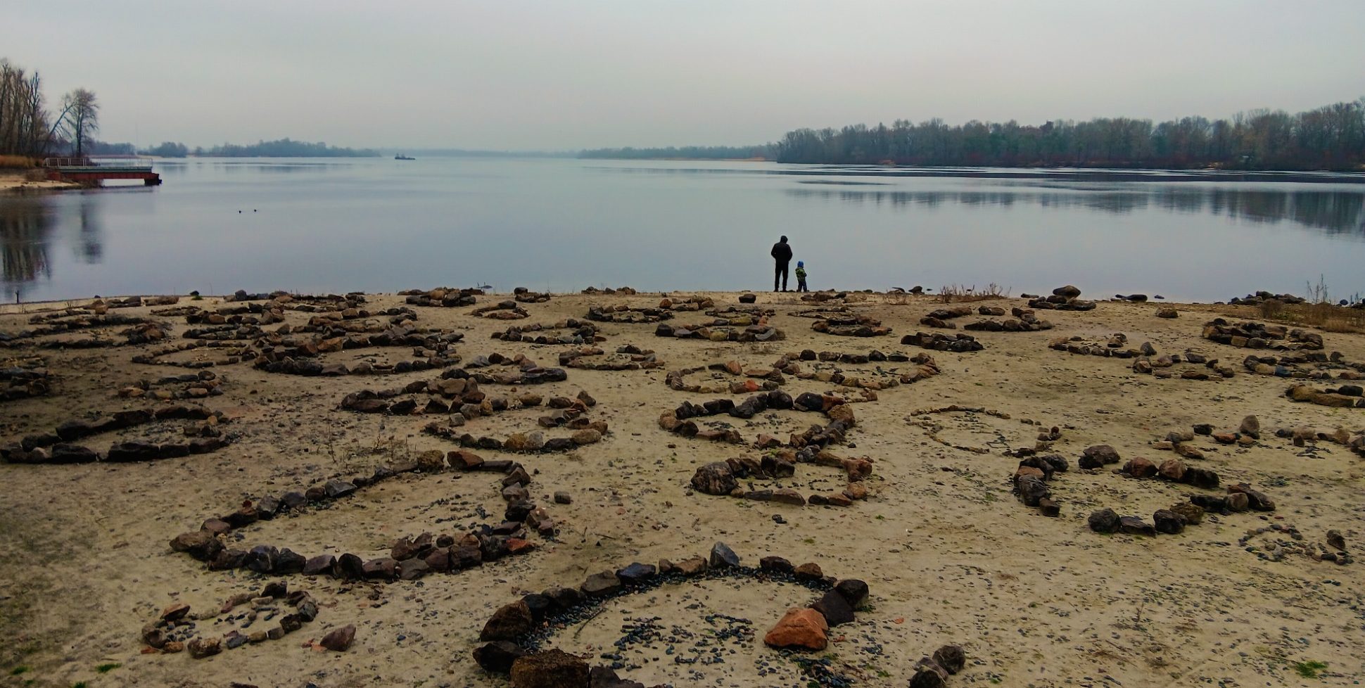 Father and Son, Kyiv. Father and son, at the river in Kyiv suburb Oblonsky, on a "normal" war day in December 2025